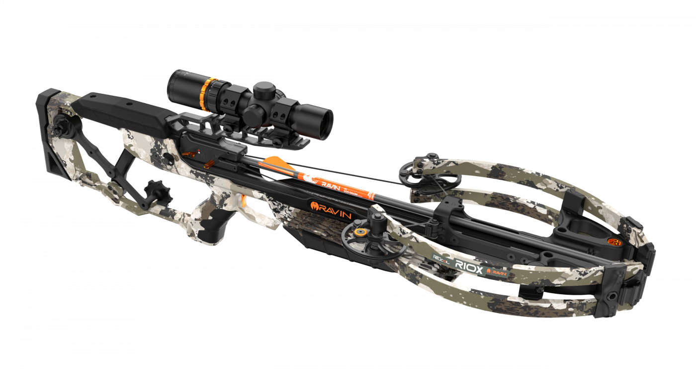 Ravin R10X Pro XK7 crossbow with scope set up for hunting and target practice