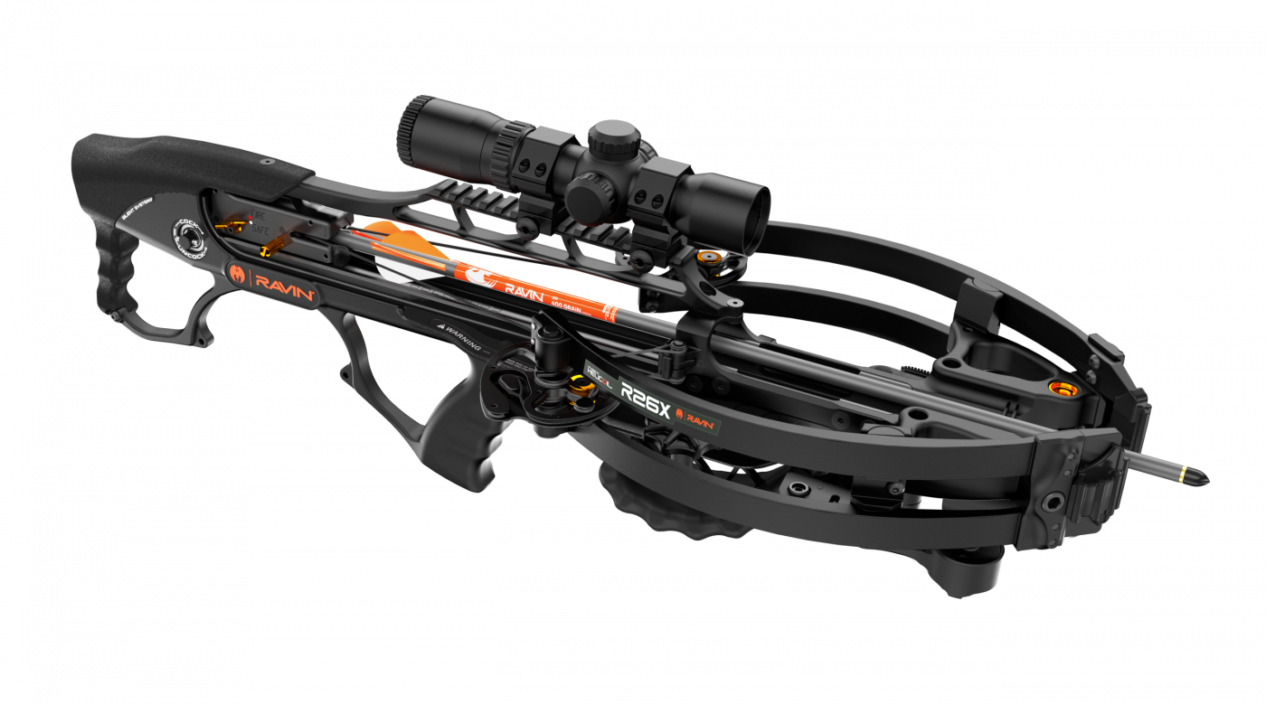 Ravin R26X compact crossbow with scope set up for hunting and target practice