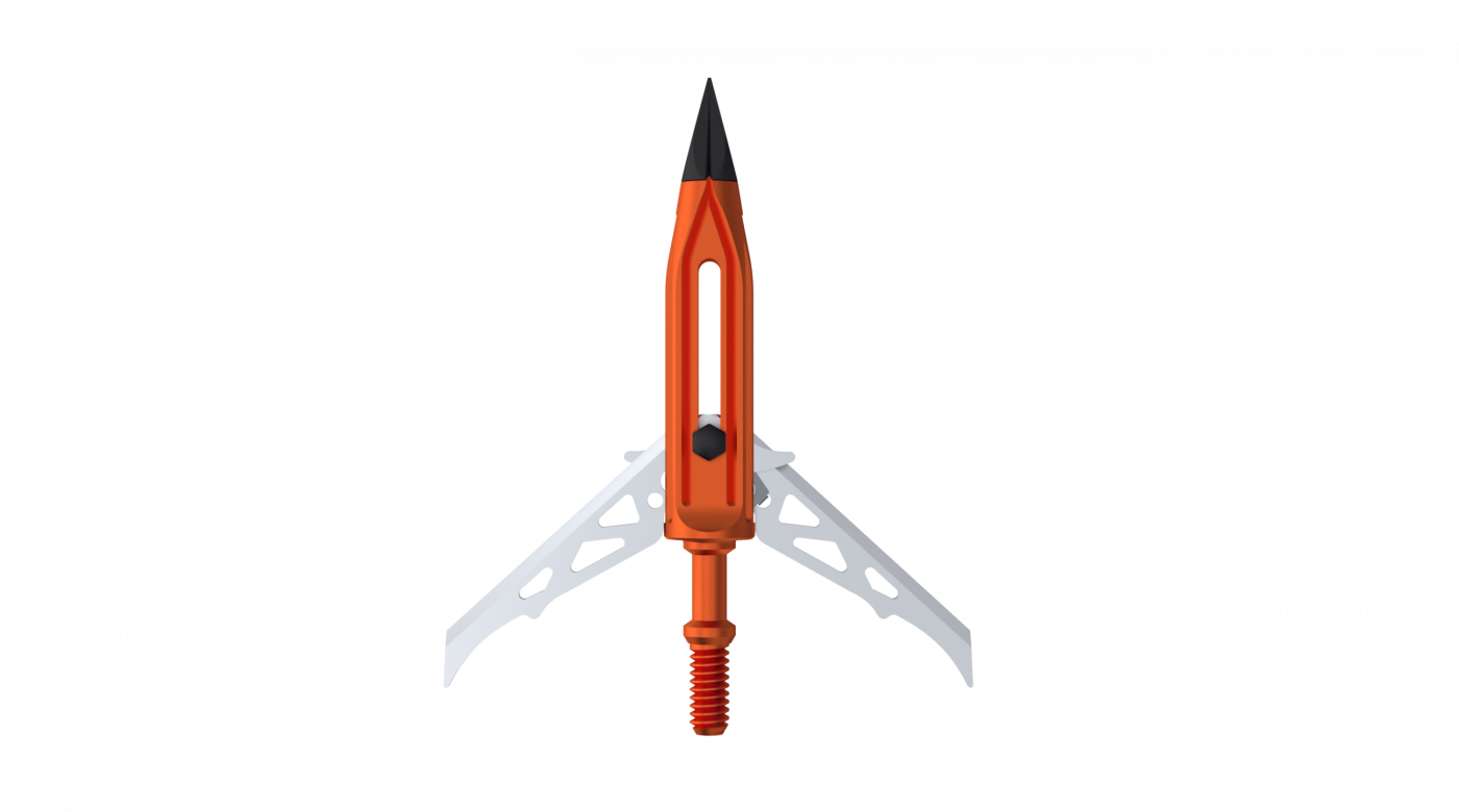 Ravin Aluminum 100-grain mechanical broadhead with rear-deploying blades and a 2-inch cutting diameter