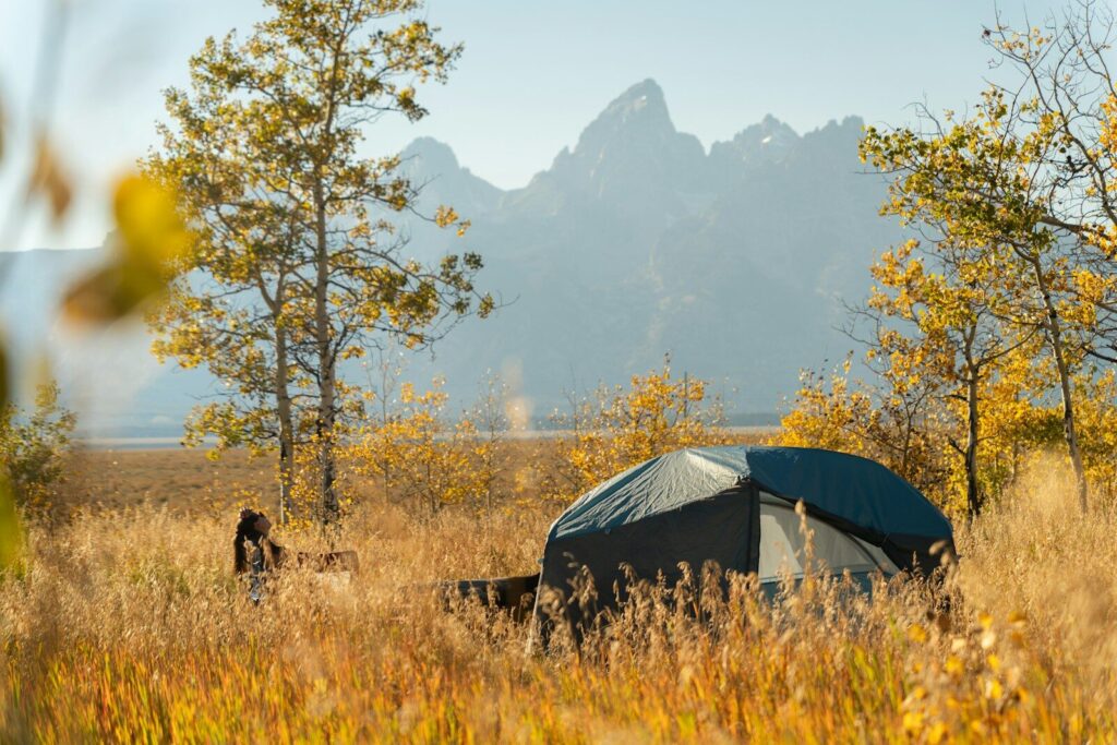 Backcountry tent campsite in a remote natural setting away from roads and developed facilities