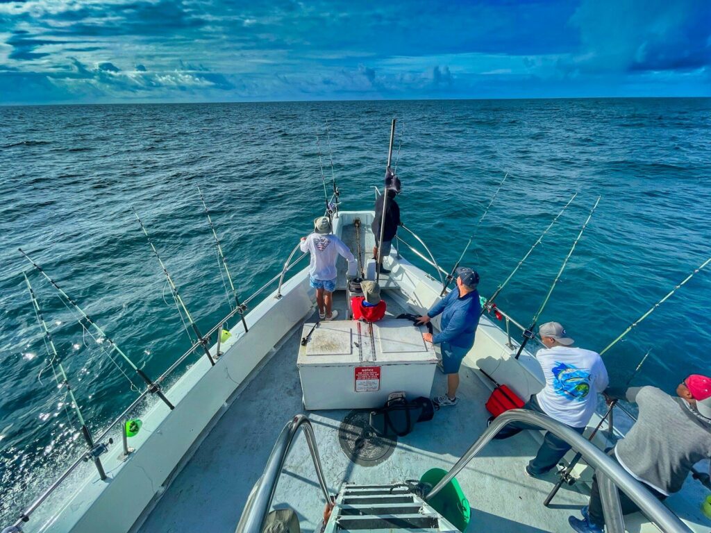 Charter fishing boat prepared at the dock for a professional guided fishing trip